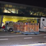 Cargo boxes waiting to be loaded onto planes.